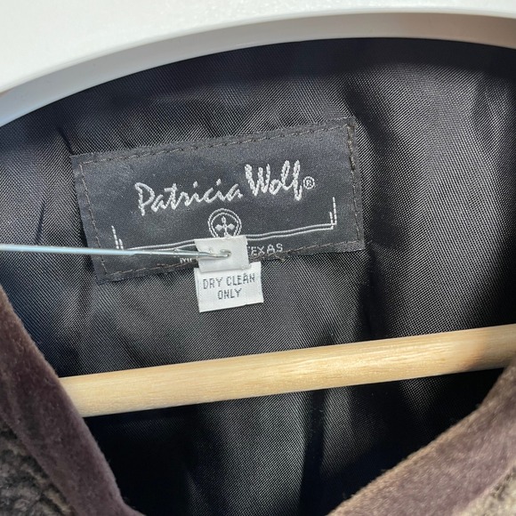 Patricia Wolf Brown Chenille Textured Velvet Trim Blazer Jacket Womens Size M - Picture 4 of 7